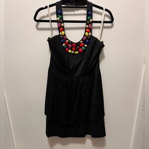 Beaded neck halter dress